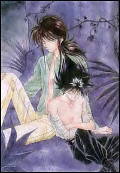 You Waku pinup: Kurama and Hiei on violet