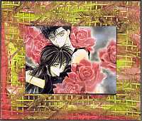 Azumi -- Yuusuke and Kurama with roses, rose frame